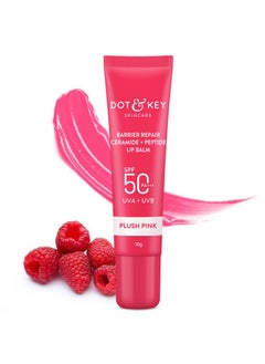 Dot & Key Dot & Key Ceramide & Peptide Barrier Repair Lip Balm SPF 50, PA+++ |Plush Pink | UVA/UVB Lip Protection | Soft Tinted Lip Moisturizer | Boosts Collagen & Instantly Plumps Lip | Prevents Pigmentation | Lip Balm for Women | 10gm  - Image 1