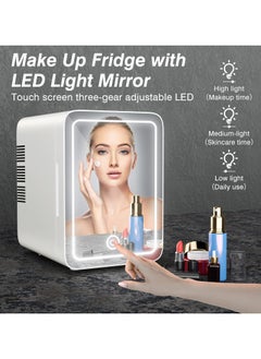 VUCATIN Makeup Beauty Mini Fridge 6L Portable Cosmetic Refrigerator Mirrored Make Up Fridge Led Lighting for Makeup Skincare Snacks & More for Bedroom or Vanity  - Image 4