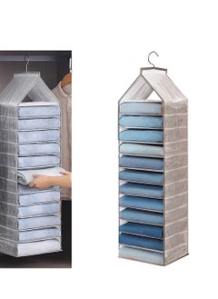 Y&D Hanging Closet Organizer, 12 Shelves Shelf, Space Saver, Wardrobe Storage with Sturdy Hooks for Storage, Foldable Organizing Bedroom  - Image 1