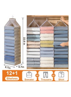 Y&D Hanging Closet Organizer, 12 Shelves Shelf, Space Saver, Wardrobe Storage with Sturdy Hooks for Storage, Foldable Organizing Bedroom  - Image 4