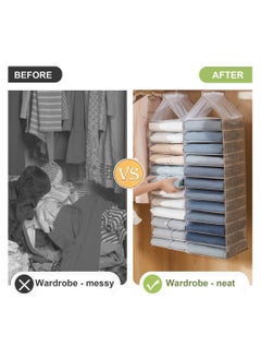 Y&D Hanging Closet Organizer, 12 Shelves Shelf, Space Saver, Wardrobe Storage with Sturdy Hooks for Storage, Foldable Organizing Bedroom  - Image 3