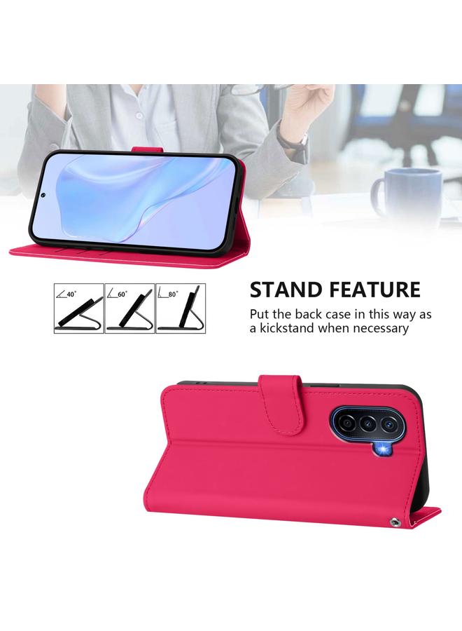 S-TOP Case For Huawei Enjoy 50 4G / nova Y70 Plus Skin Feel Solid Color Leather Phone Case with Lanyard - Image 3