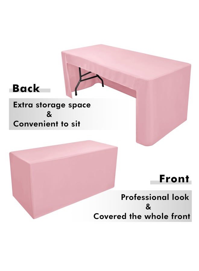 Nasitos 2 Pack 8 foot Tablecloth Fitted Pink Trade Show Table Covers-Open Back Tablecloth Washable Fabric Table Cloth for Rectangular Table, Parties, Craft Show, Baby Shower, Events, Vendor Booth - Image 4