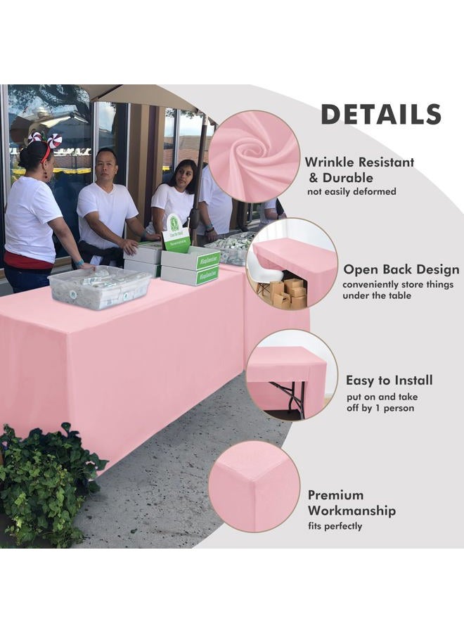 Nasitos 2 Pack 8 foot Tablecloth Fitted Pink Trade Show Table Covers-Open Back Tablecloth Washable Fabric Table Cloth for Rectangular Table, Parties, Craft Show, Baby Shower, Events, Vendor Booth - Image 3
