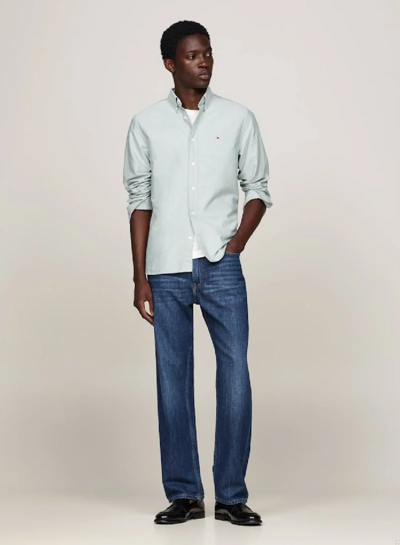 TOMMY HILFIGER Men's Heritage Regular Fit Oxford Shirt -  Pure Oxford cotton, Green