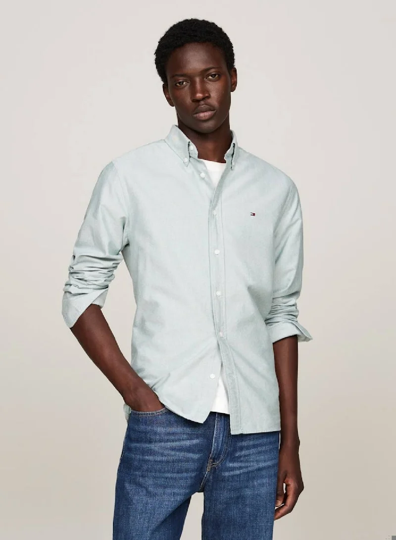 TOMMY HILFIGER Men's Heritage Regular Fit Oxford Shirt -  Pure Oxford cotton, Green