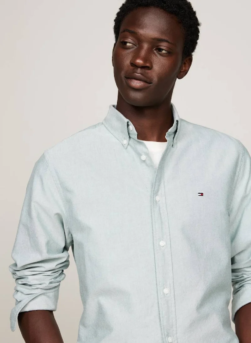 TOMMY HILFIGER Men's Heritage Regular Fit Oxford Shirt -  Pure Oxford cotton, Green