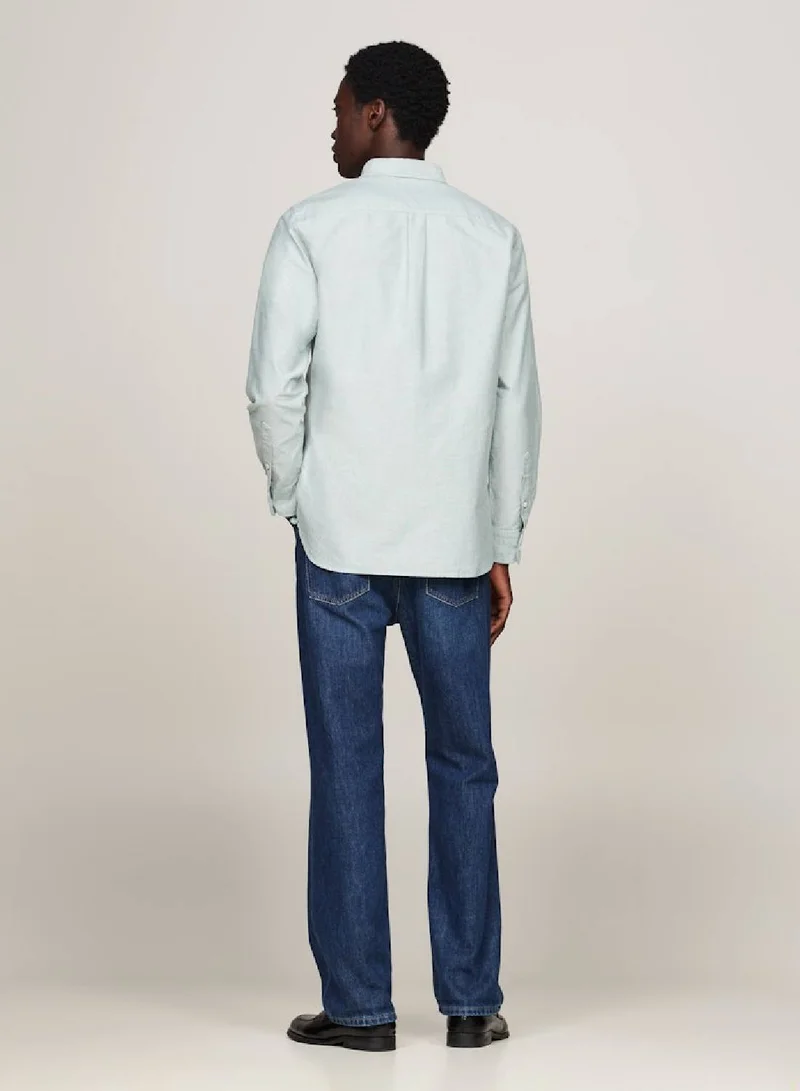 TOMMY HILFIGER Men's Heritage Regular Fit Oxford Shirt -  Pure Oxford cotton, Green