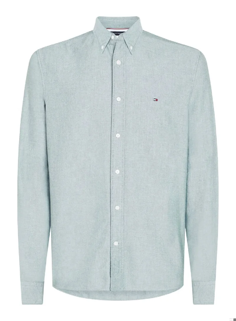 TOMMY HILFIGER Men's Heritage Regular Fit Oxford Shirt -  Pure Oxford cotton, Green