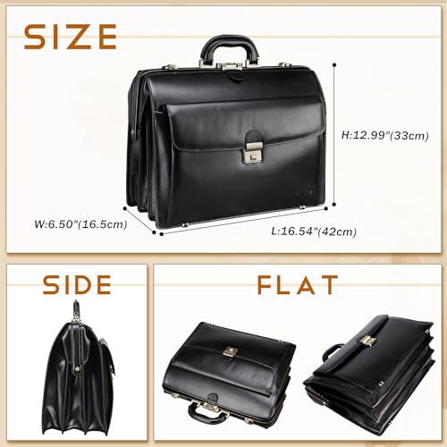 Banuce Leather Briefcase for Men with Lock Legal Attorney Lawyer Briefcase Doctor Bag Attache Case Large 15.6 Inch Laptop Bag for Work Business Travel Black - Image 5