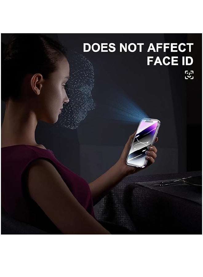 FOCUS Metal Case for iPhone 14 Pro, 360° Full Protection Ultra-Thin Clear Double Sided Tempered Glass Screen Protector Case Cover with Safety Lock and Camera Lens Protector (14 Pro , Black) - Image 2