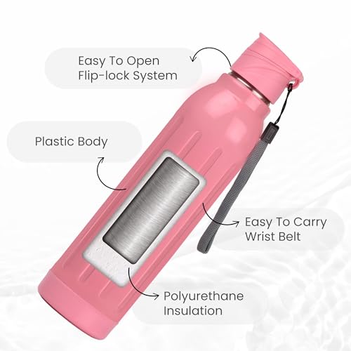 Flair Arrow Steel 900 | 650 ml, Pink, Hot & Cold | Leak Proof | Wide Mouth & Easy to Open | Insulated Inner Steel Outer Plastic Water Bottle | Travel-Friendly | Perfect for Daily Use - Image 3