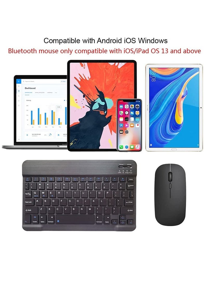 ELTRAZONE - Rechargeable Bluetooth Keyboard and Mouse Combo Ultra-Slim Portable Compact Wireless Mouse Keyboard Set for Android Windows Tablet Cell Phone iPhone iPad Pro Air Mini, iPad OS/iOS 13 and above (Black) - Image 1