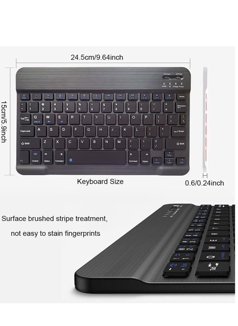 ELTRAZONE - Rechargeable Bluetooth Keyboard and Mouse Combo Ultra-Slim Portable Compact Wireless Mouse Keyboard Set for Android Windows Tablet Cell Phone iPhone iPad Pro Air Mini, iPad OS/iOS 13 and above (Black) - Image 1
