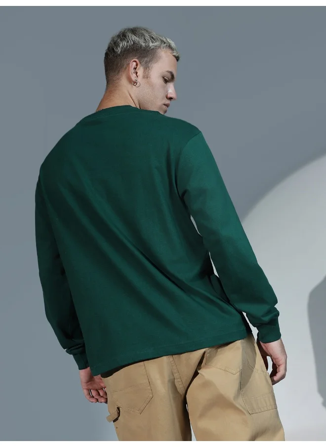هوبرهولمي Men Forest Green T-Shirts - Casual and Versatile for Everyday Use
