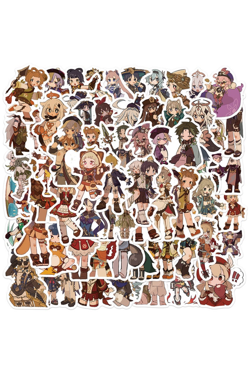 60PCS 60pcs Genshin Impact Stickers Set Cute Paimon & Klee Cartoon Decals for Kids DIY Phone Diary L