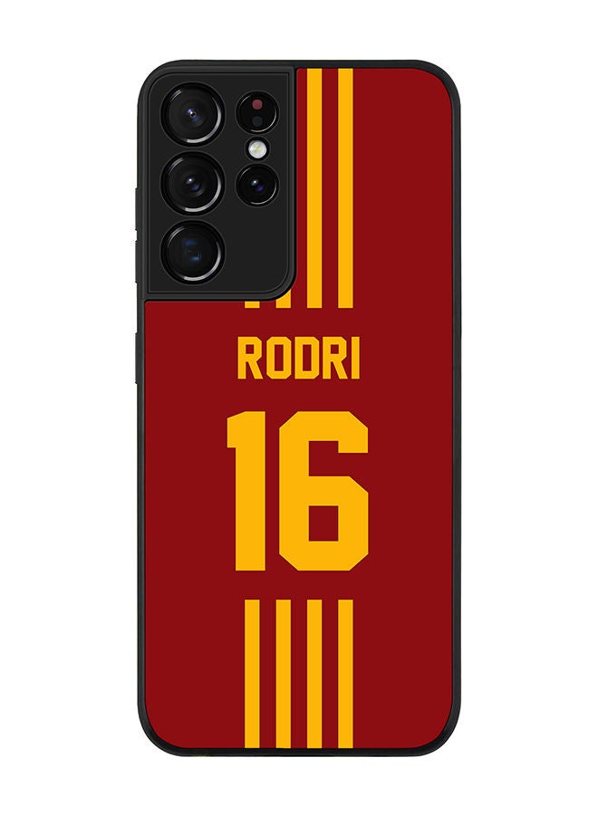 Stylizedd Rugged Black edge case for Samsung Galaxy S21 Ultra 5G Slim fit Soft Case Flexible Rubber Edges Anti Drop TPU Gel Thin Cover - Football Team - Spain Player Name - Rodri - Image 1