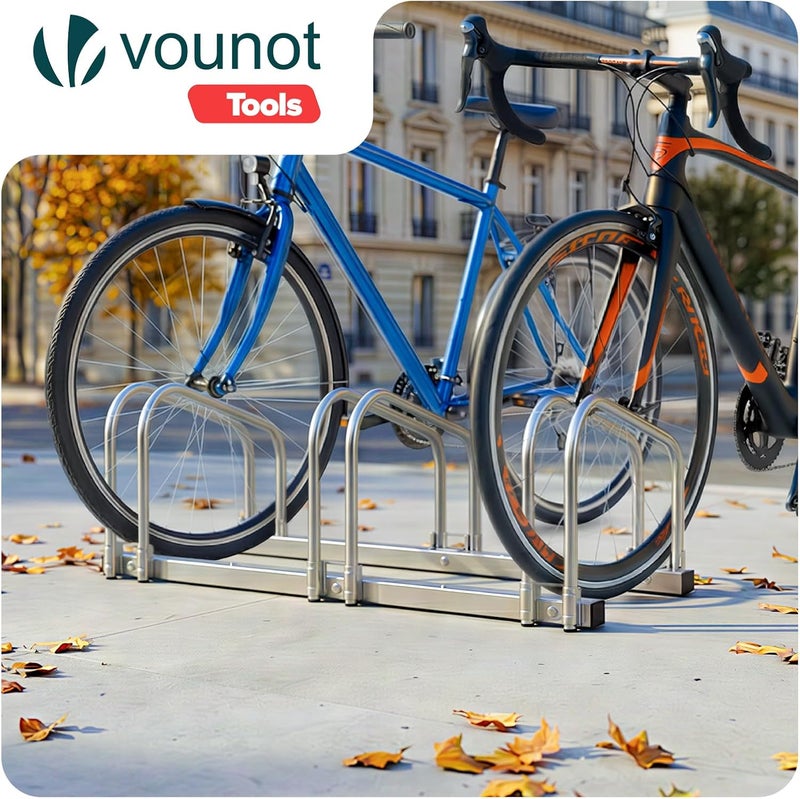 VOUNOT حامل دراجات VOUNOT 3، حامل دراجات أرضي أو مثبت على الحائط للجراج، حامل ركن الدراجات، تخزين الدراجات، حامل قفل يمكن الدمج بمواد مختلفة - Image 2