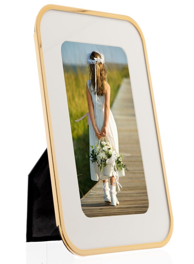 Lawrence Frames Matted Metal Frame, Embrace, Gold, 4x6 - Image 1