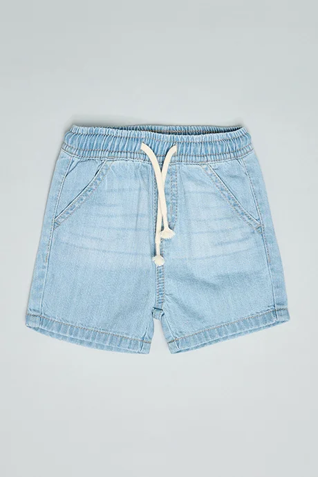 أر أند بي Washed Denim Shorts with Drawstring Waist