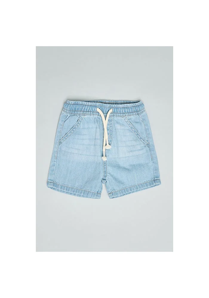 أر أند بي Washed Denim Shorts with Drawstring Waist