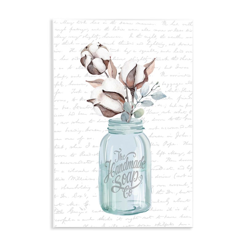 Stupell Industries Handmade Soap Jar Cotton Flower Bathroom Word Design Wall Plaque Art Design By Artist Lettered and Lined 050 x 1300