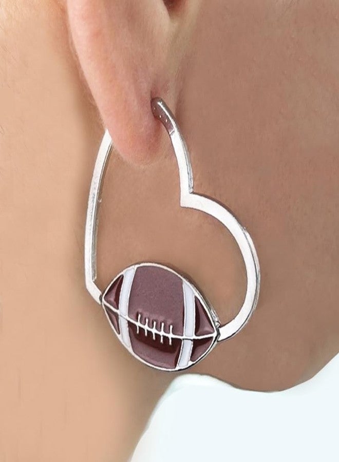 Pingyongchang Sports Ball Earrings for Women Sports Fans Players Double-sided Baseball Basketball Volleyball Football Rugby Earrings Game Day Heart Jewelry Birthday Valentine's Day Mother's Day - Image 3