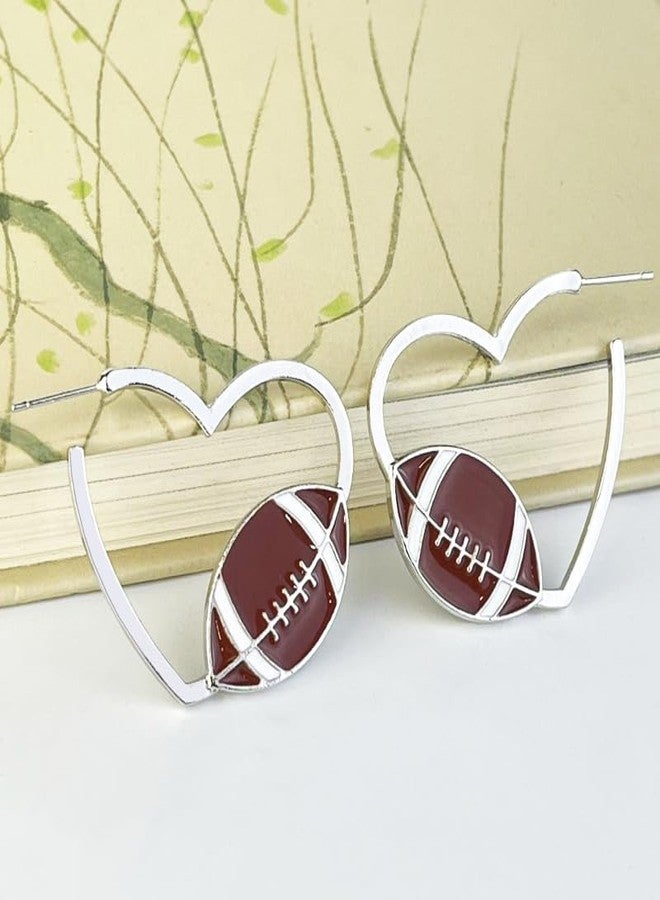Pingyongchang Sports Ball Earrings for Women Sports Fans Players Double-sided Baseball Basketball Volleyball Football Rugby Earrings Game Day Heart Jewelry Birthday Valentine's Day Mother's Day - Image 2