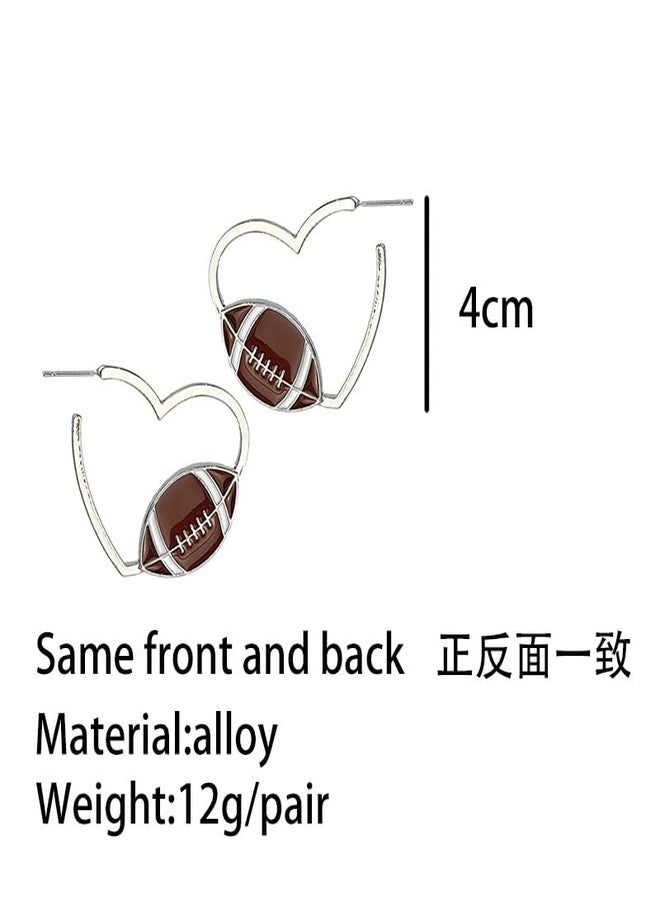 Pingyongchang Sports Ball Earrings for Women Sports Fans Players Double-sided Baseball Basketball Volleyball Football Rugby Earrings Game Day Heart Jewelry Birthday Valentine's Day Mother's Day - Image 4
