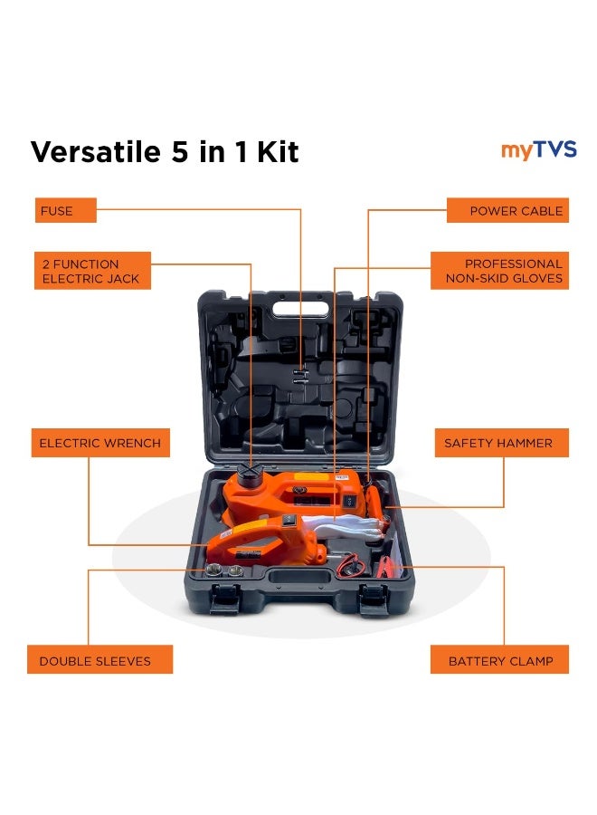 myTVS 5 in 1 Electric Car Jack and Wrench Kit | Jack for car | Smart Wrench for car | 3 Tons Capacity 12V, Plastic Toolbox | 1+1 Years Warranty | TI-6 - Image 5
