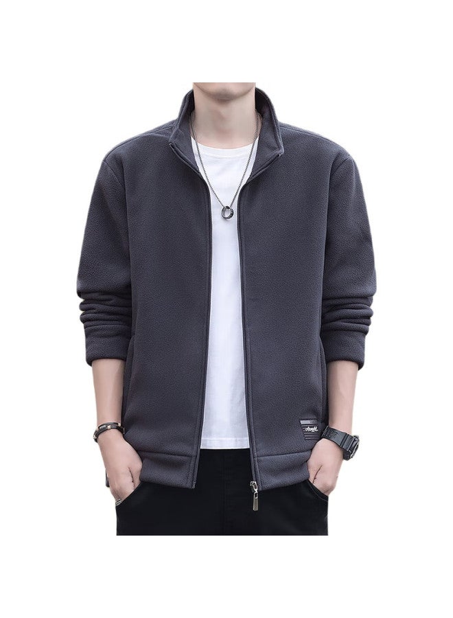 ROMON Men'S Autumn Jacket, Stand-Up Collar Cardigan, Trendy Warm Fleece Coat, Dad'S Outfit, Z19 Navy Blue, Xl - Image 3