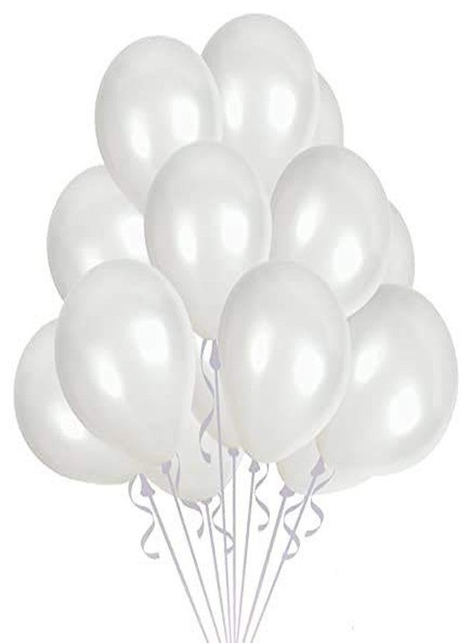Vail Creations Made in India 12 inch HD Metallic Finish Balloons for Birthday/Anniversary Party Decoration (White, Pack of 50) - Image 1