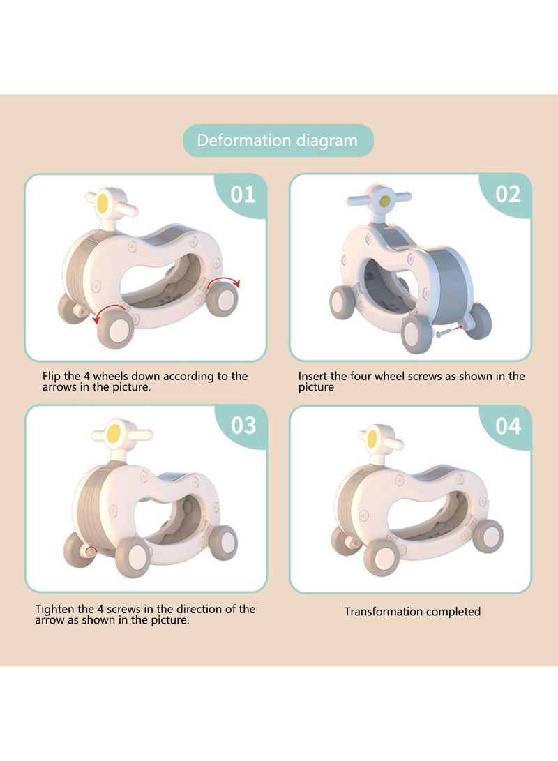 unikbebe 2-in-1 Rocking Horse Toy and Ride-on Toy, Spring Ride-ons with Music Button, Concealable Wheels, White and Blue, Baby Ride-on Toys for Toddler Indoor Outdoor Play, Ages 3+ - Image 5