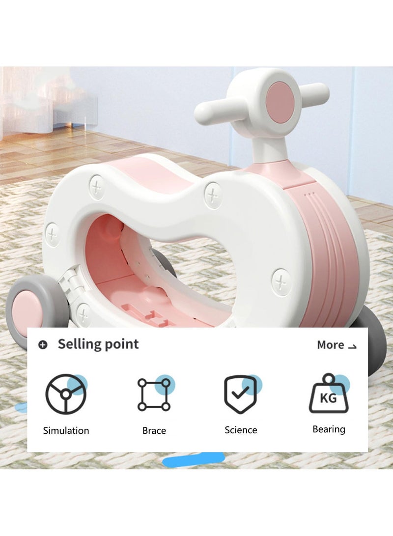 unikbebe 2-in-1 Rocking Horse Toy and Ride-on Toy, Spring Ride-ons with Music Button, Concealable Wheels, White and Blue, Baby Ride-on Toys for Toddler Indoor Outdoor Play, Ages 3+ - Image 4