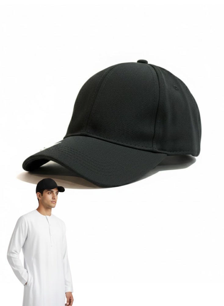 بريميم قبعة بيسبول سوداء كلاسيكية للرجال - قماش خفيف الوزن يسمح بالتهوية، مقاس قابل للتعديل، قبعة مريحة للارتداء اليومي للاستخدام الخارجي والعادي في المملكة العربية السعودية - Image 1