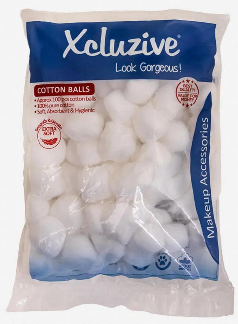 اكسكلوسيف كرات قطنية نقية 100% ناعمة ولطيفة فائقة النعومة 100 قطعة - Image 1