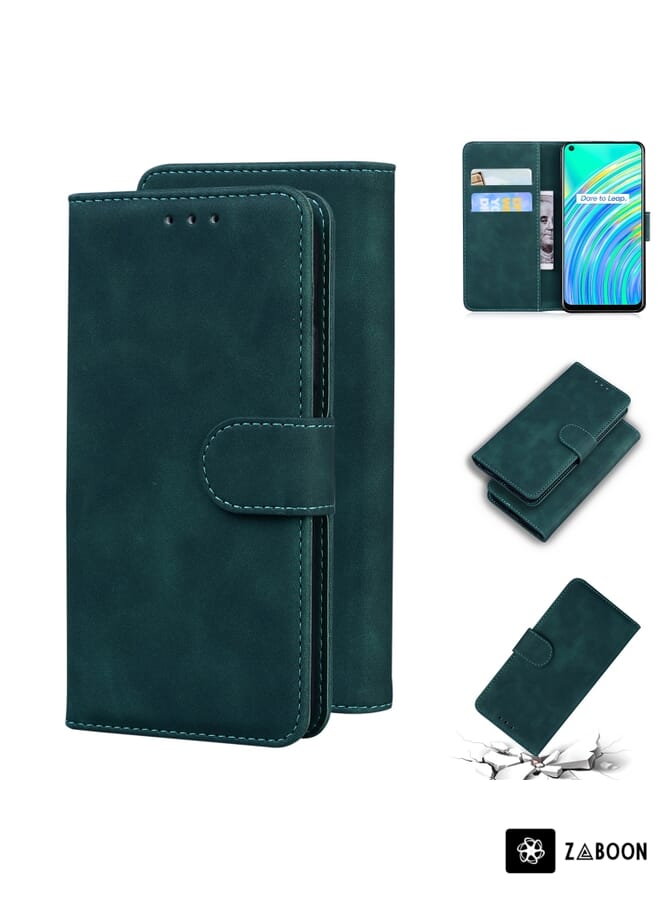 Zaboon Protective Case Cover For OPPO Realme 7I/Realme C17 Skin Feel Pure Color Flip Leather - Image 1