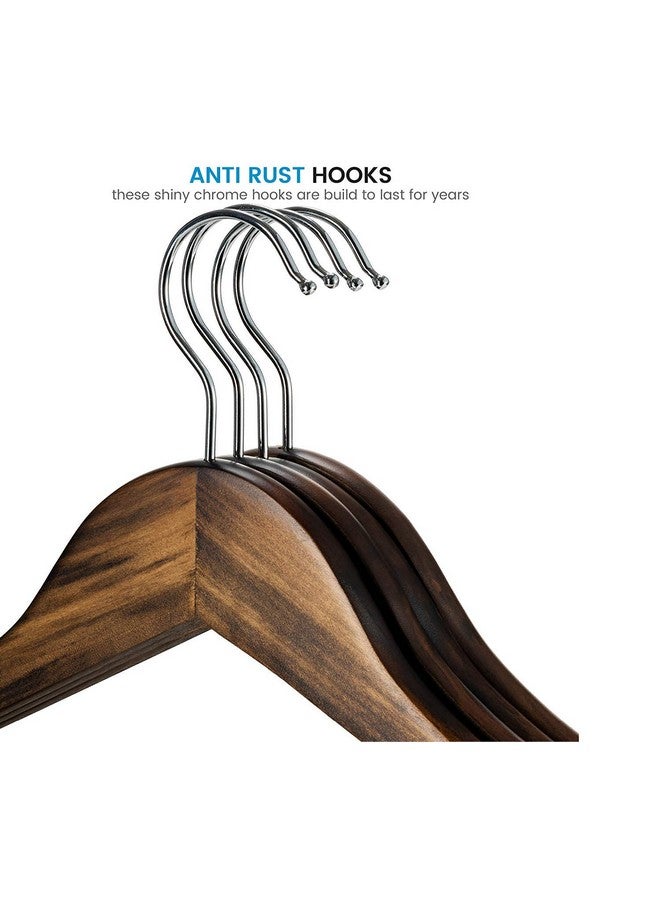 ginoya brothers GINOYA BROTHERS Walnut Wooden Suit Hangers 40 Pack with Non Slip Pants Bar - Smooth Finish Solid Wood Coat Hanger for Camisole, Jacket, Pant, Dress Clothes Hangers  - Image 3