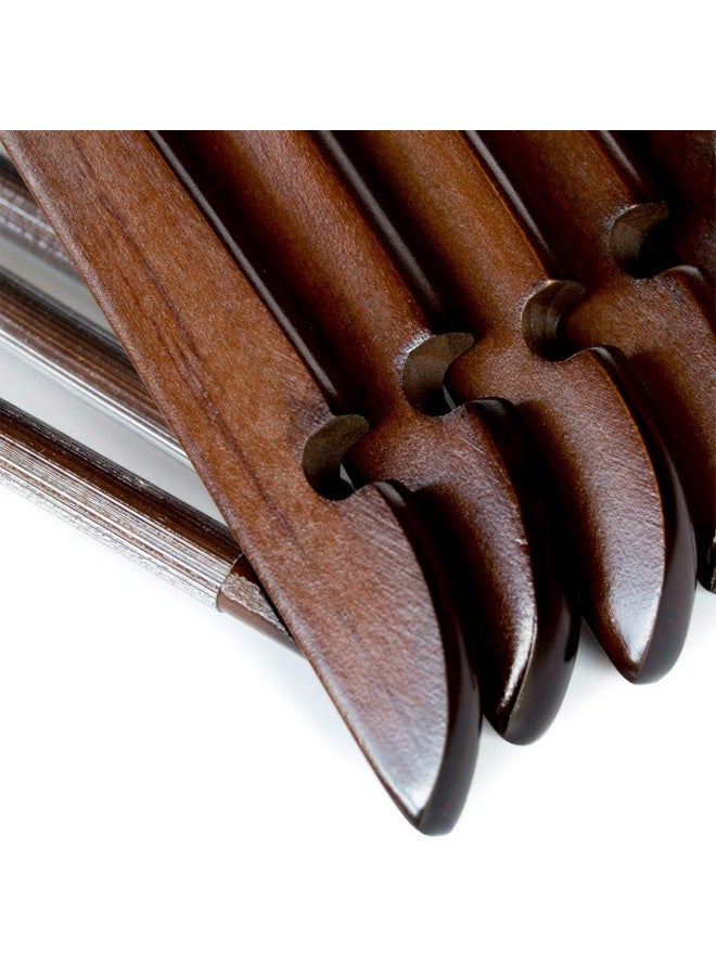ginoya brothers GINOYA BROTHERS Walnut Wooden Suit Hangers 40 Pack with Non Slip Pants Bar - Smooth Finish Solid Wood Coat Hanger for Camisole, Jacket, Pant, Dress Clothes Hangers  - Image 2