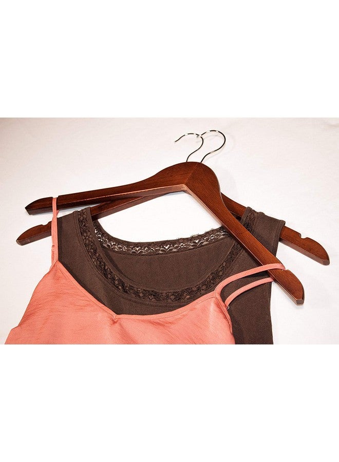 ginoya brothers GINOYA BROTHERS Walnut Wooden Suit Hangers 40 Pack with Non Slip Pants Bar - Smooth Finish Solid Wood Coat Hanger for Camisole, Jacket, Pant, Dress Clothes Hangers  - Image 5