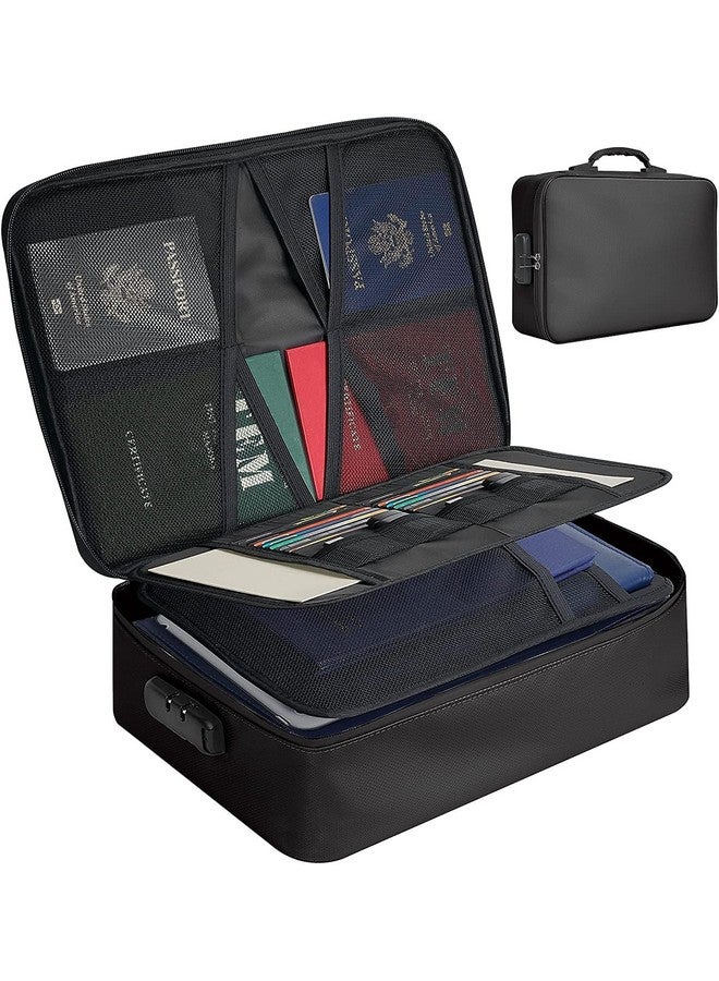 KRYLAR-Document Organizer Bag 3-Layer Travel File Document Storage Bag with Lock Waterproof & Fireproof File Folders Bag for Certificates & Document Safe Bag for Home,office,travel-Multicolor - Image 1