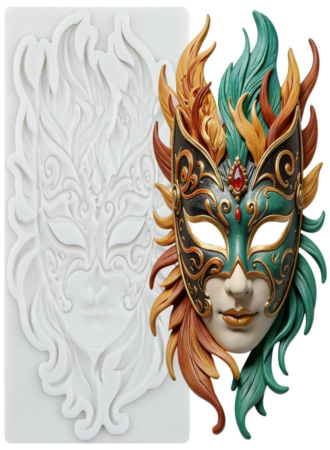 QDMOLDS قوالب سيليكون على شكل قناع من QDMOLDS، قوالب فوندان لتزيين الكيك والكب كيك، شوكولاتة، حلوى، طين بوليمر، عجينة سكر. - Image 1