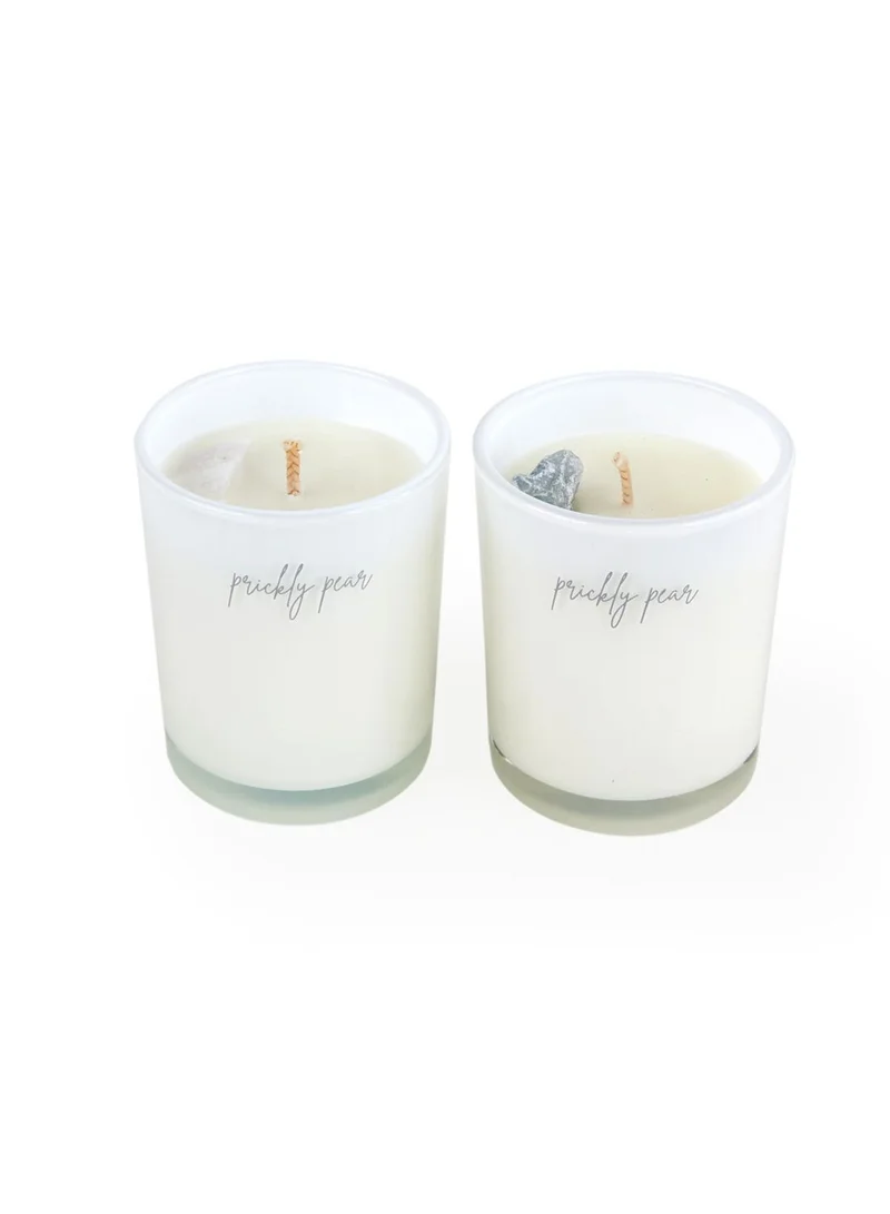Prickly Pear Full Moon Duo' Crystal Candle Set