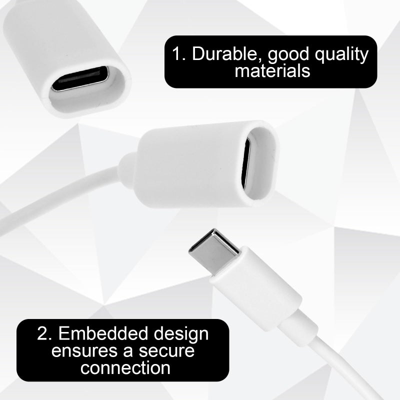BTFO White USB-c Male to Female Extension Power Cable, 6m/20ft Long Type C-Shaped Extender Wire Cord Compatible with Solar Panel Pan-Tilt Indoor Camera (2024 Version)/ Mag-Safe Charger - Image 4