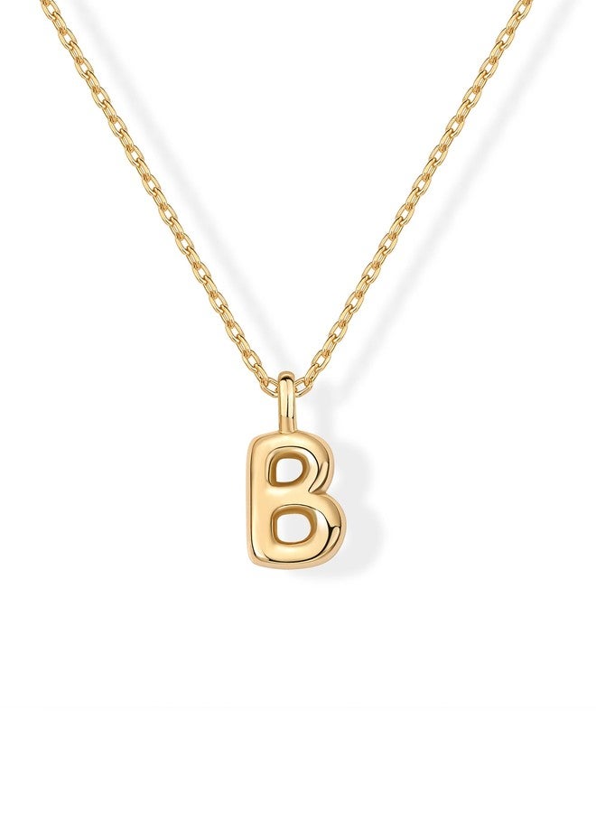 PAVOI 14K Yellow Gold Plated Dainty Chunky Bubble Initial Letter Pendant Necklace for Women - Alphabet Necklace - Letter B - Image 1