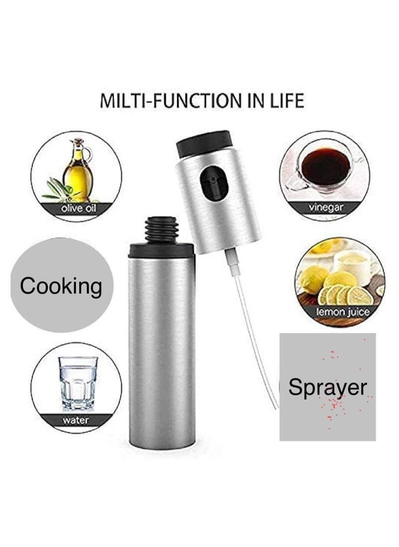 QSHOP - Qshop Oil Sprayer for Cooking, Stainless Steel Bottle and Glass Inside, Olive Oil Sprayer Bottle, Olive Oil Sprayer Bottle for Salad, BBQ, Kitchen Baking, Roasting Oil Sprayer, Stainless Steel Glass - Image 1