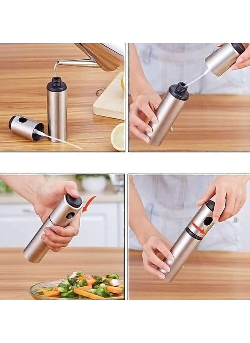 QSHOP - Qshop Oil Sprayer for Cooking, Stainless Steel Bottle and Glass Inside, Olive Oil Sprayer Bottle, Olive Oil Sprayer Bottle for Salad, BBQ, Kitchen Baking, Roasting Oil Sprayer, Stainless Steel Glass - Image 1