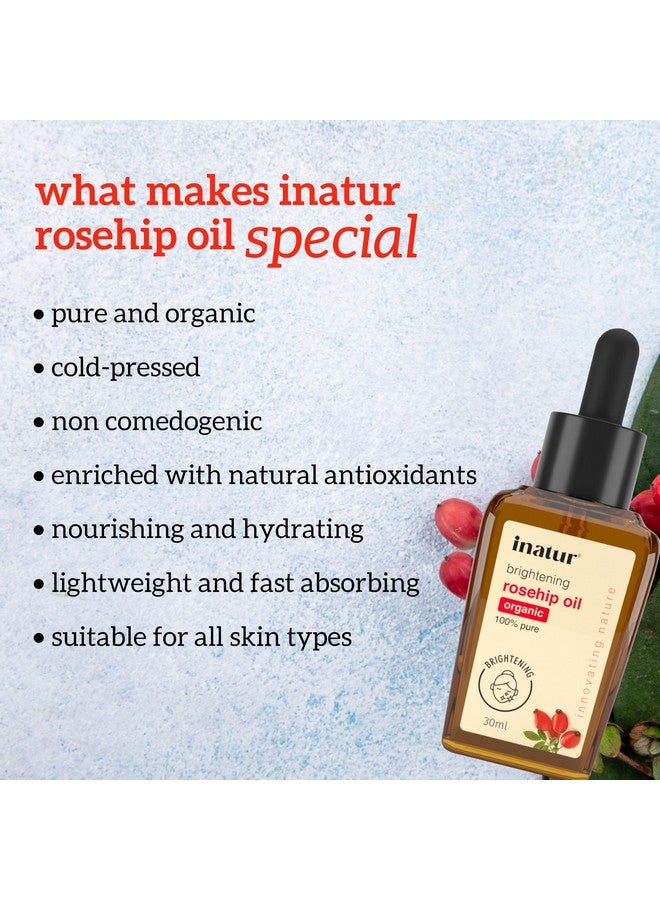 inatur Rosehip Oil 30ml - 100% Pure & Cold Pressed| Moisturizing, Anti-Aging, & Hydrating Facial Oil | Reduces Scars, Wrinkles & Fine Lines | For Glowing Skin | Suitable for Men & Women - Image 4