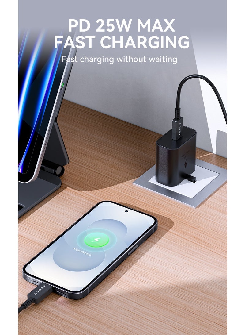 AK KEMCO 25 Watt PD Type C Fast Charger Adaptor with Cable for Samsung Huawei Oppo Vivo Honer Xiomi Oneplus AK 5433 - Image 4