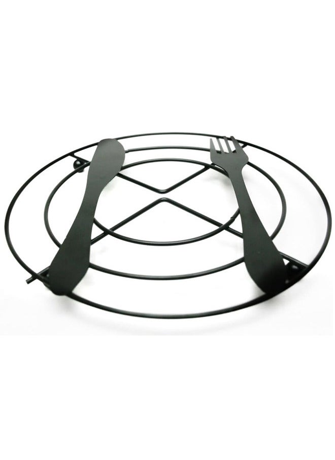 CATANES Knife And Fork Design Heat Insulation Mat Pot Holder 18x18x1.5 Cm Black  - Image 5